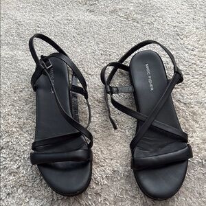 Marc Fisher Black Strappy Sandals with Low Heel